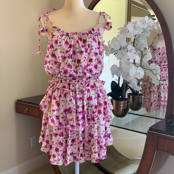 MISA Los Angeles Eliana floral tiered dress, sz M - Picture 12 of 16
